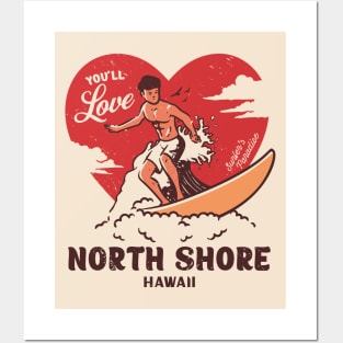 Vintage Surfing You'll Love North Shore Oahu, Hawaii // Retro Surfer's Paradise Posters and Art